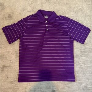 Walter Hagen Purple and White Striped Golf Shirt